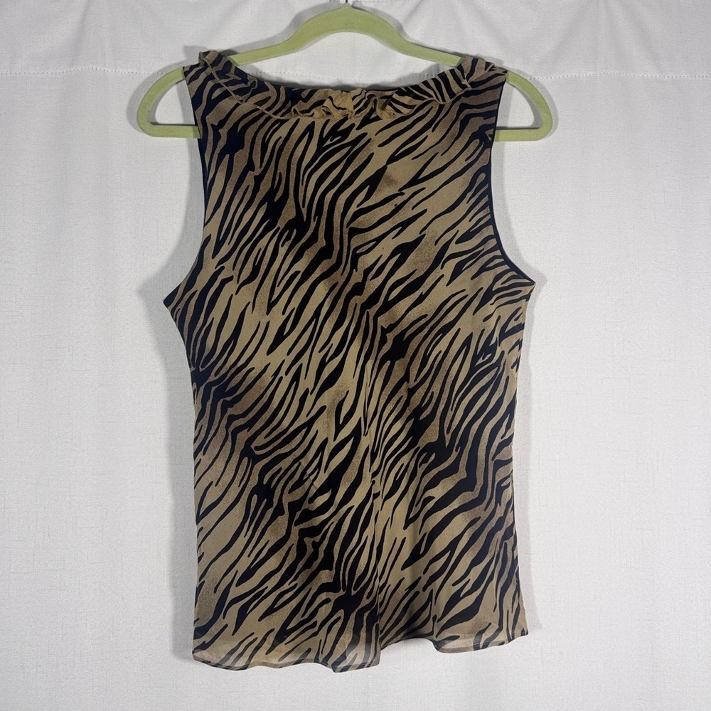 90s Vintage Silk Zebra Print Ruffled Blouse - Picture 3 of 6